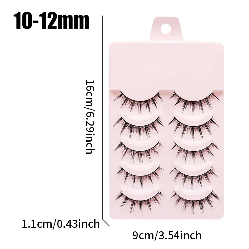DINGSEN Gefälschte Wimpern, Anime-Wimpern, 5 Paar kleine Teufel-Wimpern, natürliches tägliches Make-up, Manga-Wimpern, transparente Band-Wimpern – Detail 4