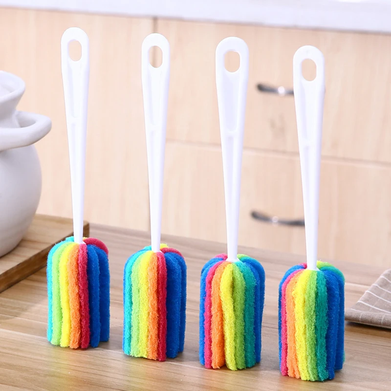 1Pcs Cup Brush Kitchen Cleaning Tool Sponge Brush For Wineglass Bottle Coffe Tea Glass Cup Mug handle Brush