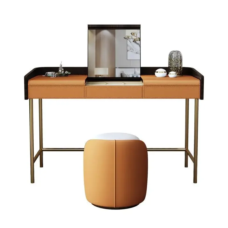 Leichte, luxuriöse Flip-Kommode für Schlafzimmer, moderner, minimalistischer Massivholz-Netz-Promi-Schminktisch im Ins-Stil, Sense-Schminktisch