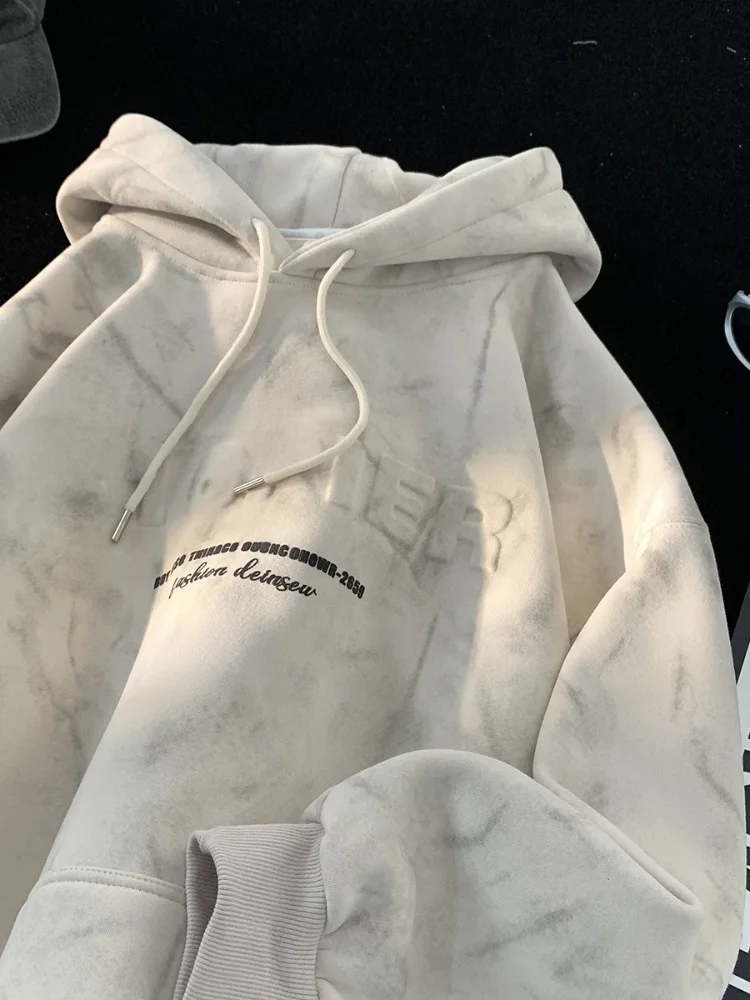 

Heavyweight Hoodie Men's Autumn Winter Thiened Fce American Retro Youth Jaet Winter Men's Top Printed Casual Wear Resi...