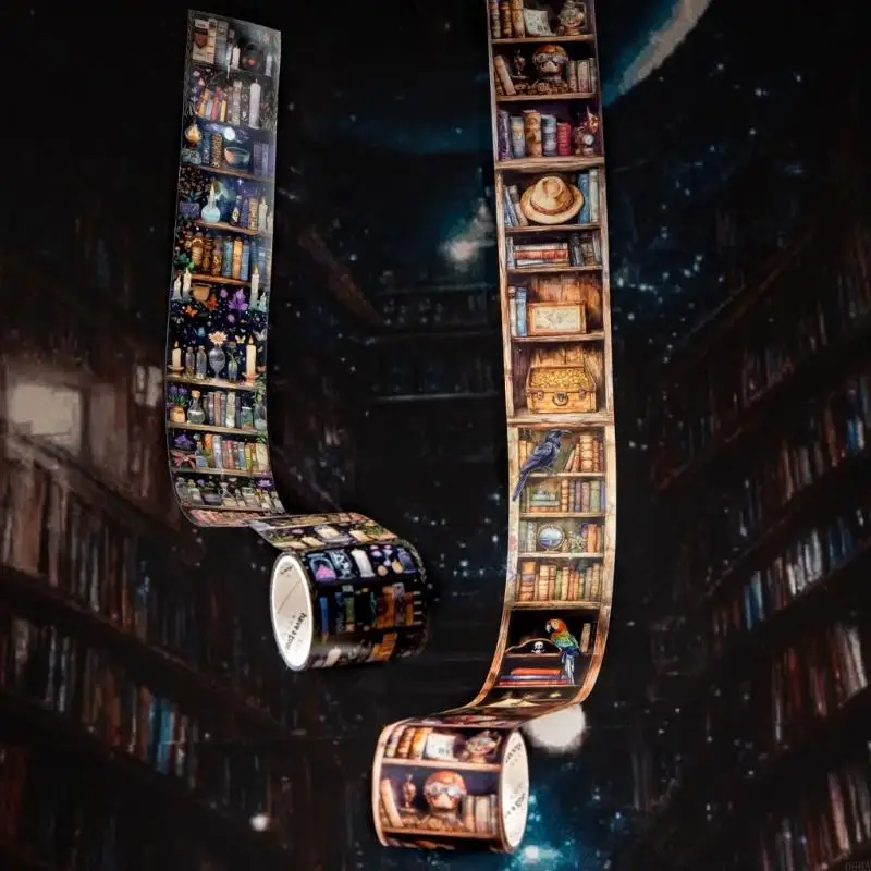 6 rollos cinta decorativa con tema estantería, pegatina PET impermeable 40mm x 2m para manualidades, álbum álbum