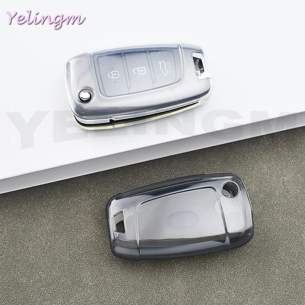 Transparente TPU Autoschlüssel-Hülle für Hyundai Elantra Solaris Tucson I30 I35 I40 KONA Genesis Santa Fe Azera Halterung Schlüsselanhänger