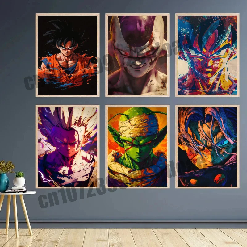 

Anime Dragon Ball Character Goku Gohan Vegeta Trunks Hit Cell HD Oil Painting Pictures Frameless Colorful Canvas Painting Gift