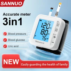 Sinocare YTN11 Blood Pressure Monitor Blood Glucose Meter Uric Acid Tester 3in1 (Meter or only Strips)