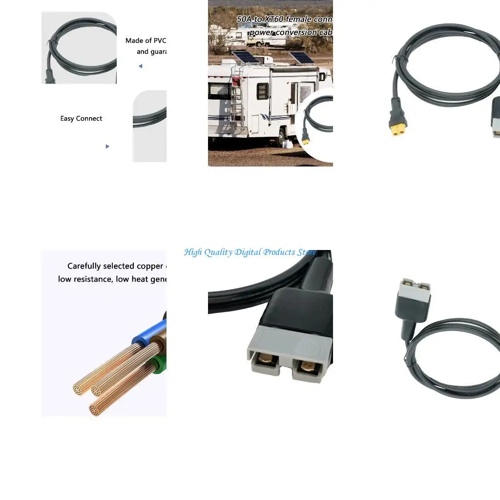 

U2JE Durability 50A to XT60 Female Power Cord Compatible for Highly Voltages Devices