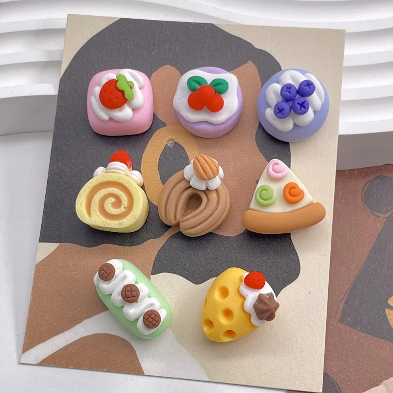 10 Stück Mini Harz Keks Kuchen Schokolade Simulation gefälschte Lebensmittel Harz Cabochons für Haarnadel DIY Schmuck Handwerk Puppenhaus Zubehör