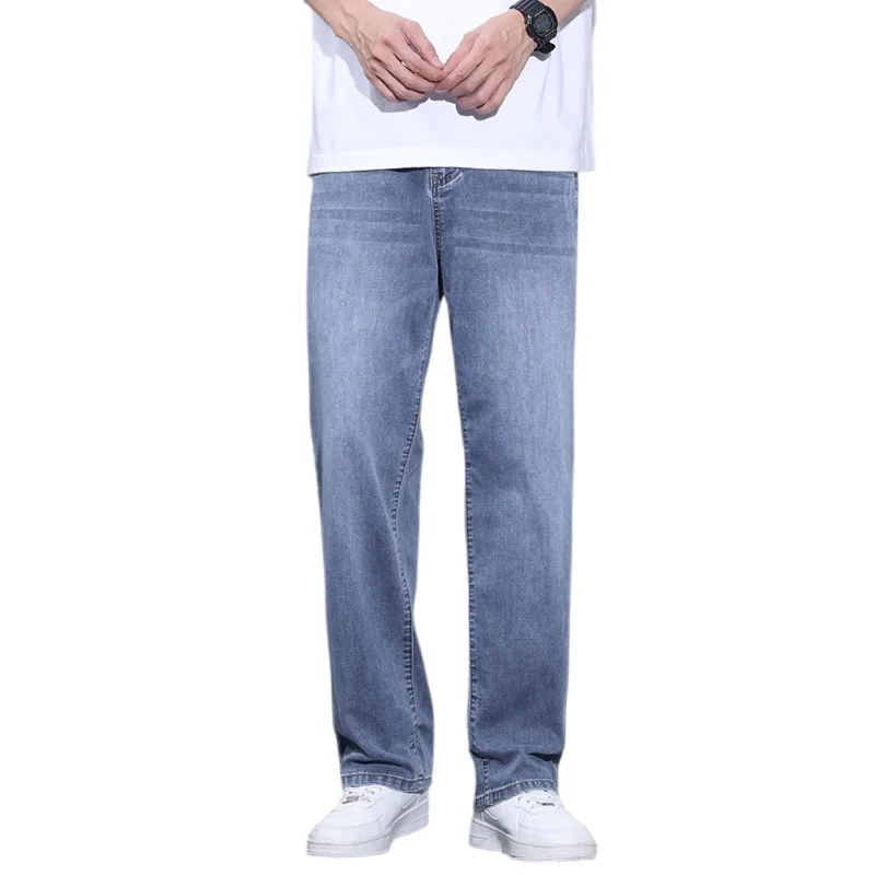 

Jeans Man Spring Summer New Cool Loose Casual Straight Leg Pants Male Adult Gentleman Comfortable Loose Senior High-end Men's