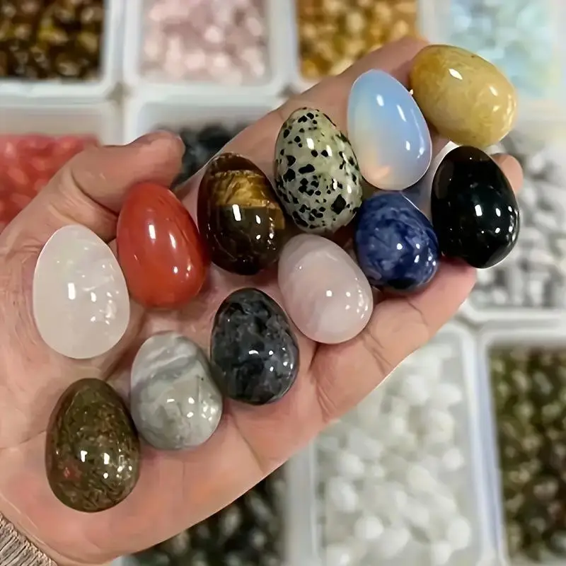 6/10PCS Egg Stones, Polished Crystal Stones, DIY Decorations, Suitable As Home Décor, Desktop Ornaments, Aquarium Decorations