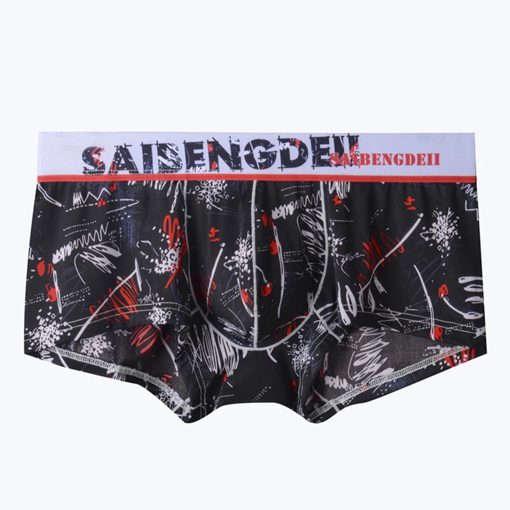 Mens Ice Silk Underwear Breathable Boxers Briefs Soft U Convex Pouch Comfort Underpants Low Rise Shorts Knicker Sexy Boxershorts