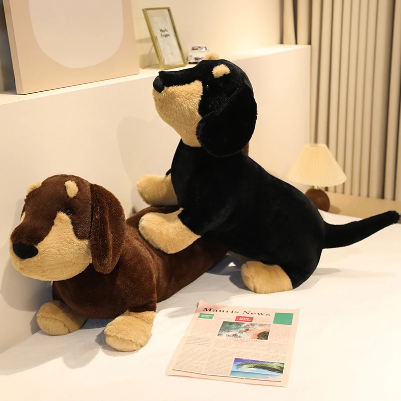 100cm 카와이 만화 긴 스트립 닥스 훈트 개 봉제 인형 베개 블랙 브라운 귀여운 강아지 동물 인형 장난감 따뜻한 포옹 홈 장식