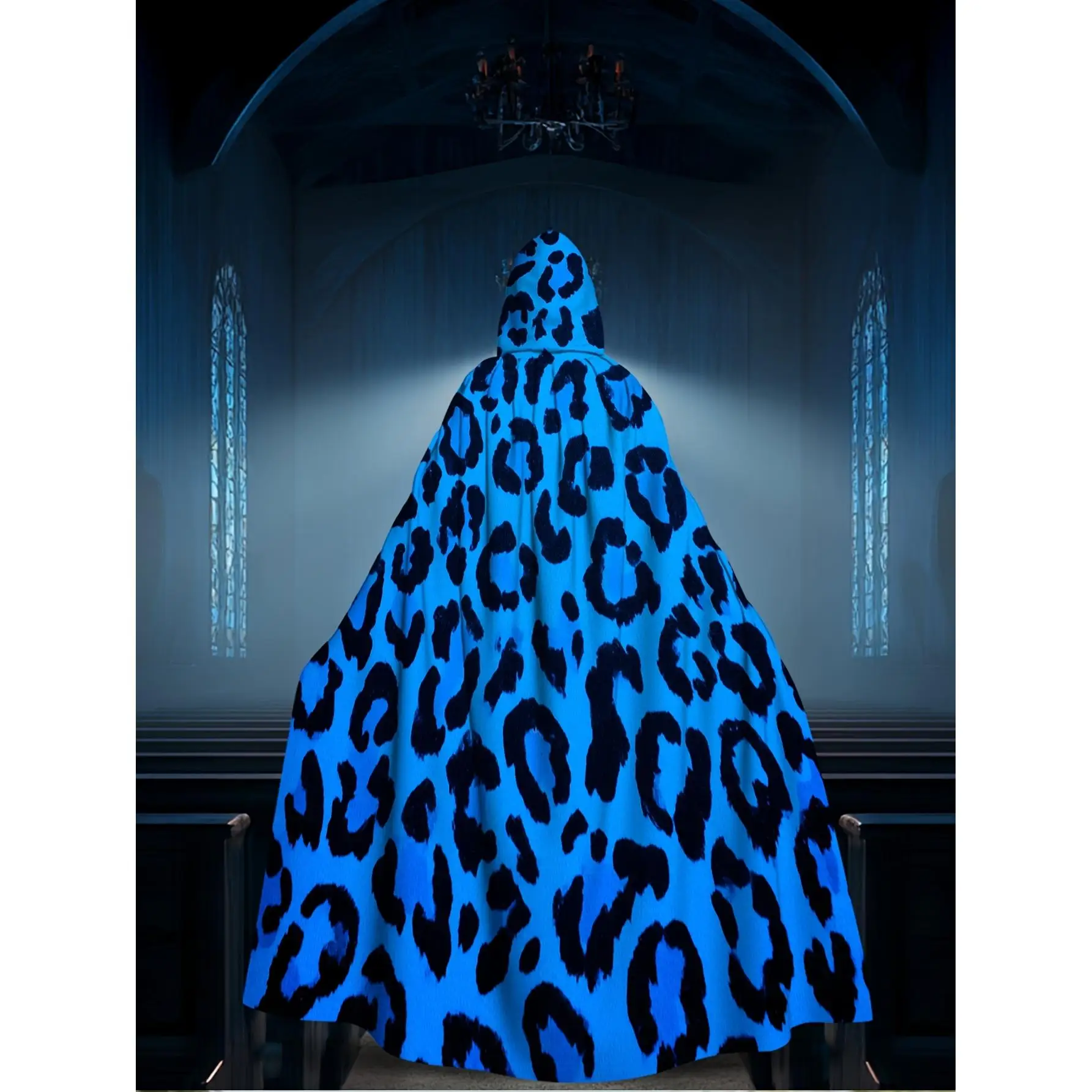 1pc 2D Printed Contemporary Style Cloak Blue Leopard Spots Carnivals Perfect for Themed Parties Party Favors