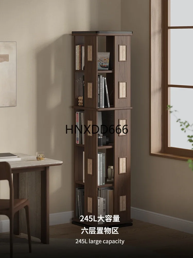 Solid wood travertine bookcase rotating bookshelf 360 degree rotating home