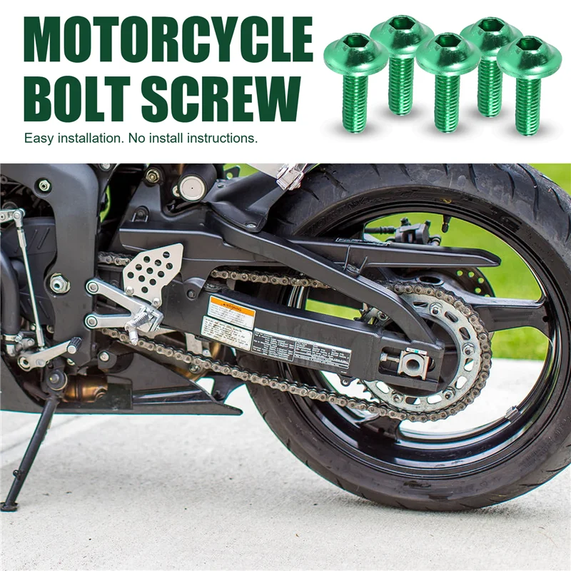 2025 Trend20 Pcs Parafusos Hexonais de Liga de Alumínio Verde para Motocicleta M6