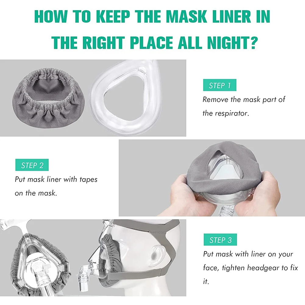 Mascarilla reutilizable CPAP de 2 piezas, cubierta cómoda para reducir fugas de aire, irritación de la piel, lavable y fácil de limpiar, color gris