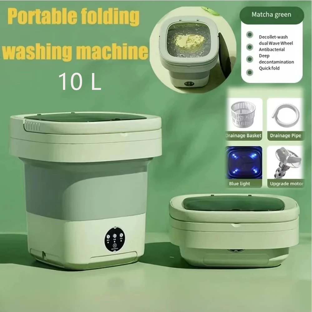 

11L Folding Portable Washing Machine 6L Large Capacity Clothes Spin Dryer Bucket Travel Underwear Socks Ultrasonic Mini Washer