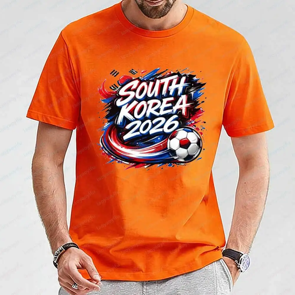 South Korea 2026 Soccer Men's T Shirt Short Sleeve Graphic Tee with National Flag Football Print Casual Sportswear for Men Tops - view 5
