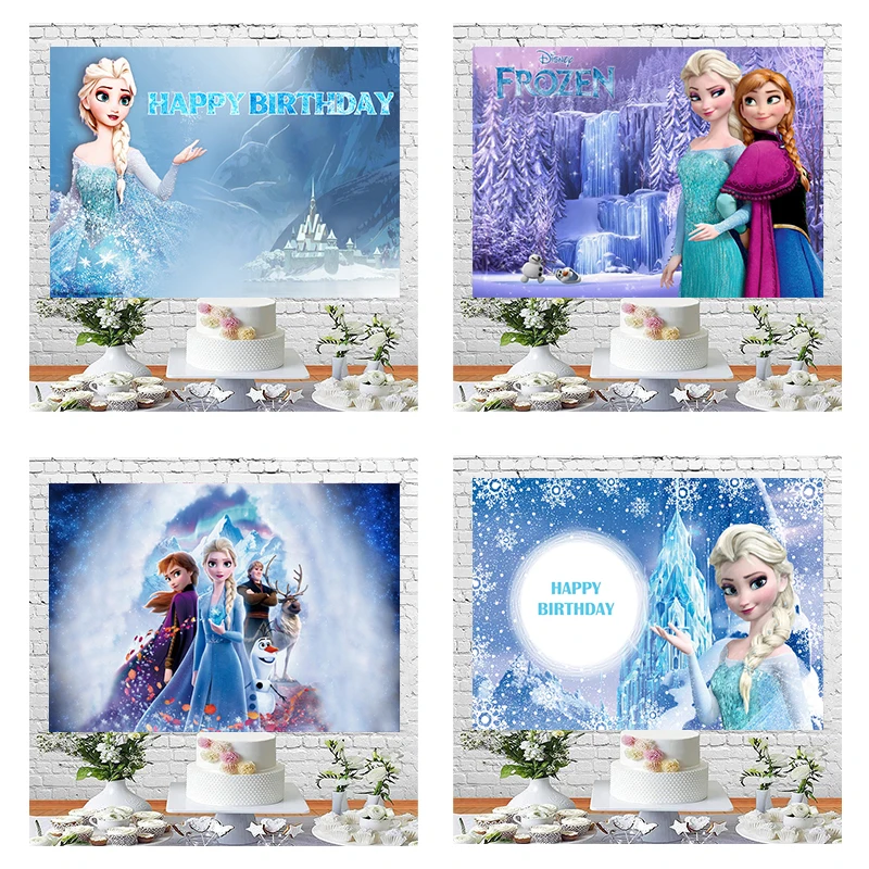 Frozen Princess KIDS Birthday Background Olaf Elsa Parties Theme Birthday Party Background Decoration Supplies Baby Shower 2024