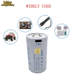 D size Rechargeable battery 1.5V 5600mWh type-C charging li-ion batteries for Gas stove, flashlight, water heater,LR20 battery