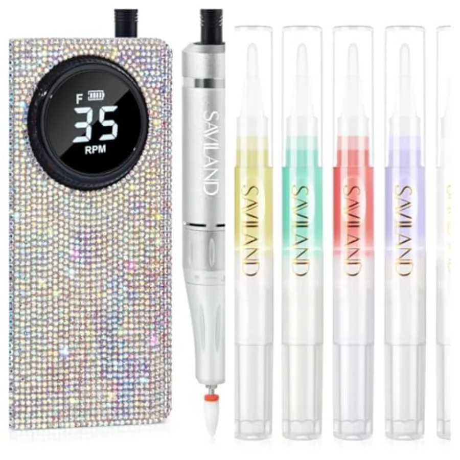 

Professional Nail Drill Kit with Natural Cuticle Oil Pen for Salon Use Premium Aluminum Alloy Body Matte Black Finish High-Spee