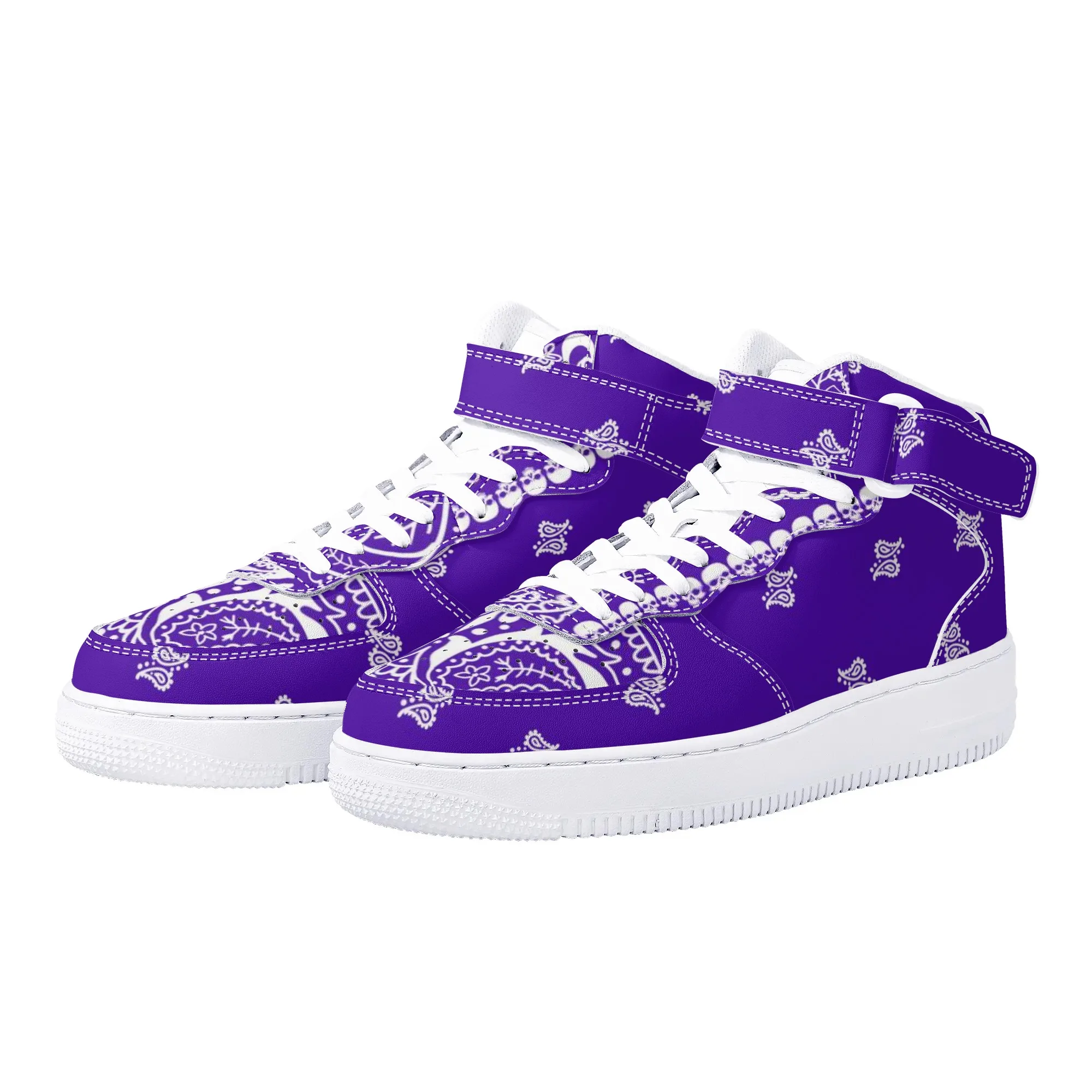 

Factory Outlet Purple Bandana Print Men Basketball Sneakers Leisure Shoes Customized On Demand Light Running Shoes 1 MOQ