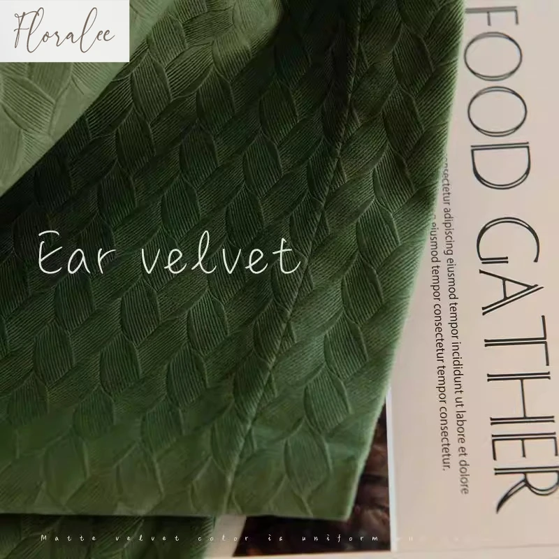 

Легкие роскошные однотонные бархатные шторы для гостиной, столовой, французские ретро текстуры пшеничного зерна, затемняющие зеленые шторы на заказ