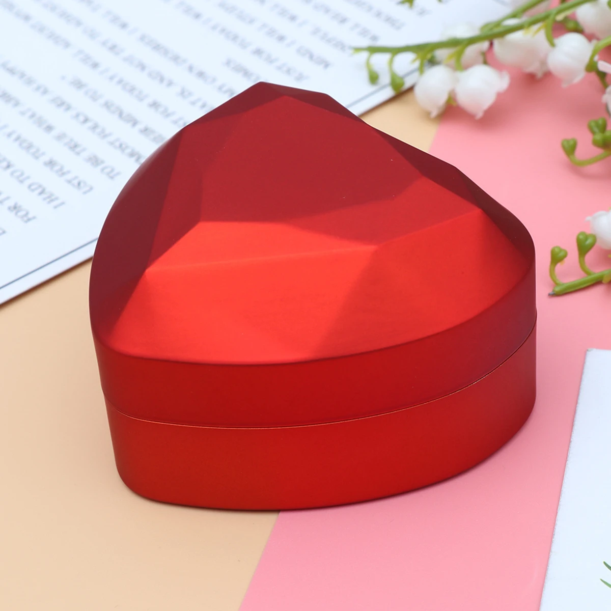 

Led Lighted Heart Shape Ring Box Durable Jewelry Storage Interior Wedding Anniversary Valentine’S Day Gift Red