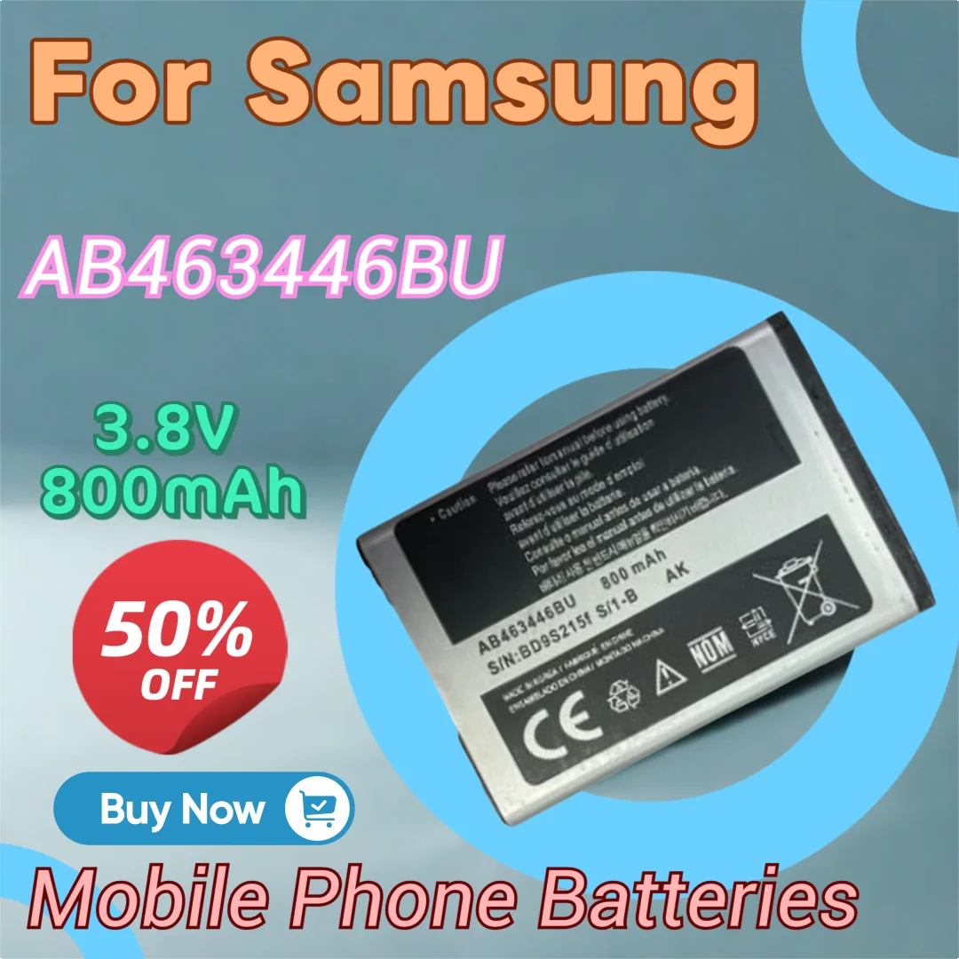 

New 3.8V 800mAh Battery AB463446BU for Samsung GT-C3010 C3011 C3520 SGH-E250 E900 M620 E1080 E1150 E1272 X160 X200 X210