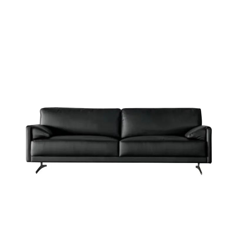 European Style Black Commercial Lounge Suite Leather Couch Sofa Chair Modern Office Reception Seating Set