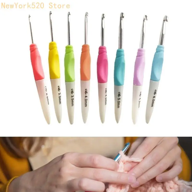 8Pcs Ergonomic Crochet Hook Ergonomic Handle Crochet Hook Needle for Beginner Experienced Hobbyist 2.5mm-6mm N84C
