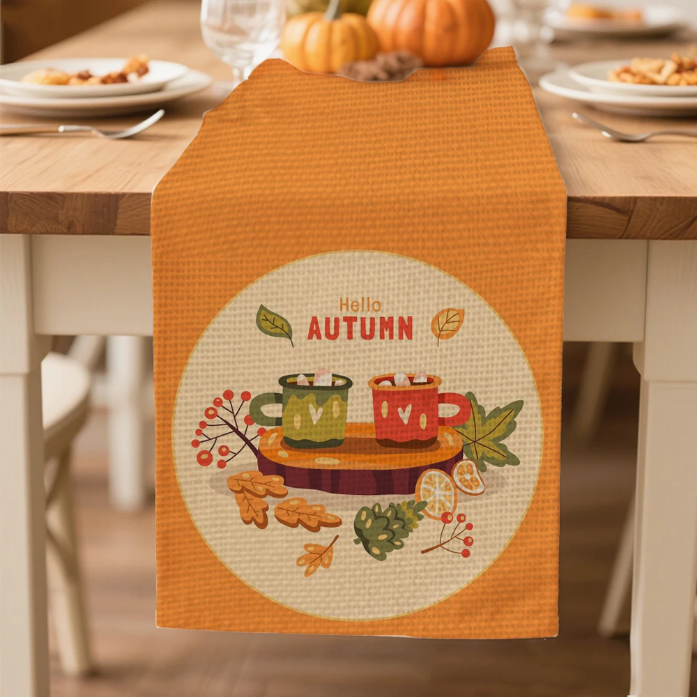 

autumn table runners floral Table decoration and accessories for Harvest Festival Day Thanksgiving Day tablecloth