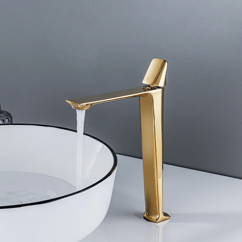 Golden table basin faucet Washbasin Pool basin Hot and cold high bathroom Full copper faucet