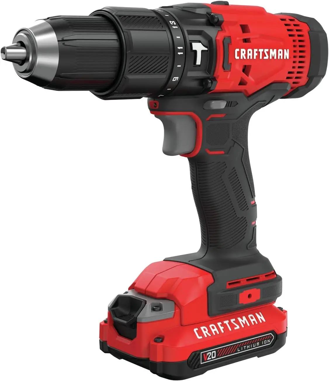 

CRAFTSMAN V20 Cordless Hammer Drill Kit, 1/2 inch, 2 Batteries and Charger Included (CMCD711C2)