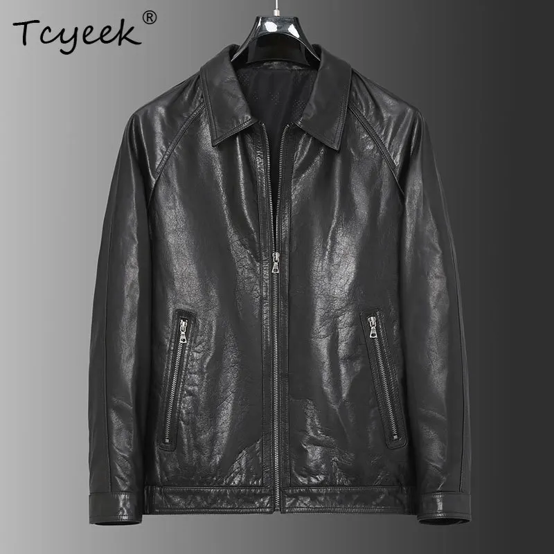 

Tcyeek, масляная восковая куртка из натуральной кожи, мужская куртка 2021, шикарная осенняя одежда, мужское пальто, мотоциклетные куртки, винтажные Jaqueta De Couro