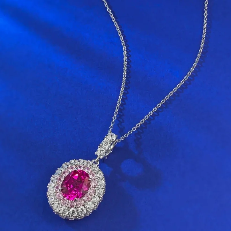 Romantic Princess Style Red Zircon Micro-Inlaid Necklace - European American High-End Noble Jewelry Accessory