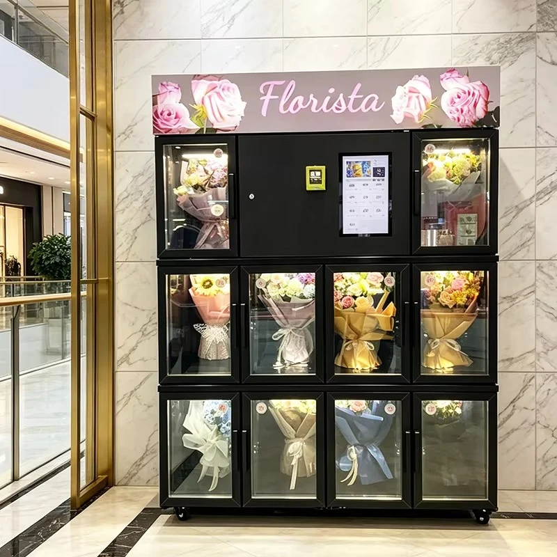 Flower Vending Machine Intelligent 24H Floral Self‑sales Cabinet, Adjustable Internal Shelves Fit For Supermarket And Commercial