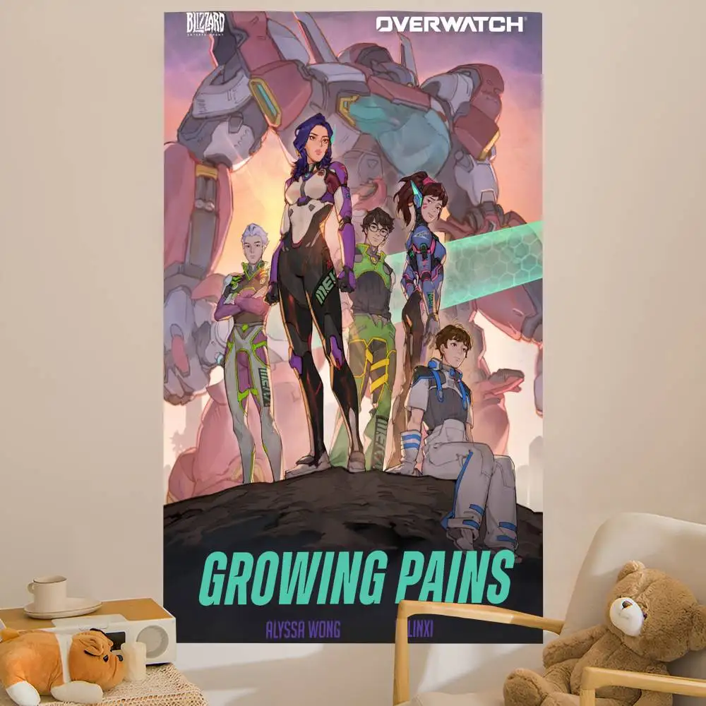Pop Game O-Overwatch Anime Tapestry Hippie Flower Wall Carpets Dorm Decor Cheap Hippie Wall Hanging