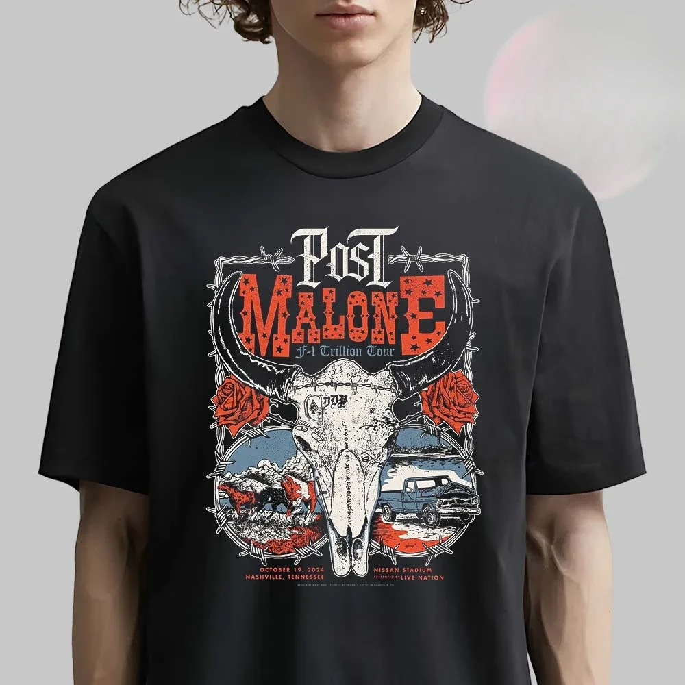 Post Malone F1 Trillion Tour Cotton T-shirt Unisex Men Women Fan Essentials Short Sleeve Tops Fashion Brand Summer Casual Tee