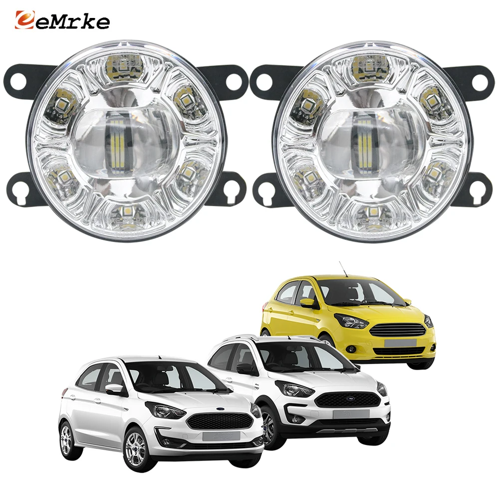 Led Fog Lights Assembly for Ford Figo KA+ 2016 2017-2021 2022 2023 Car PTF with Clear Lens White DRL Front Daytime Running Lamp