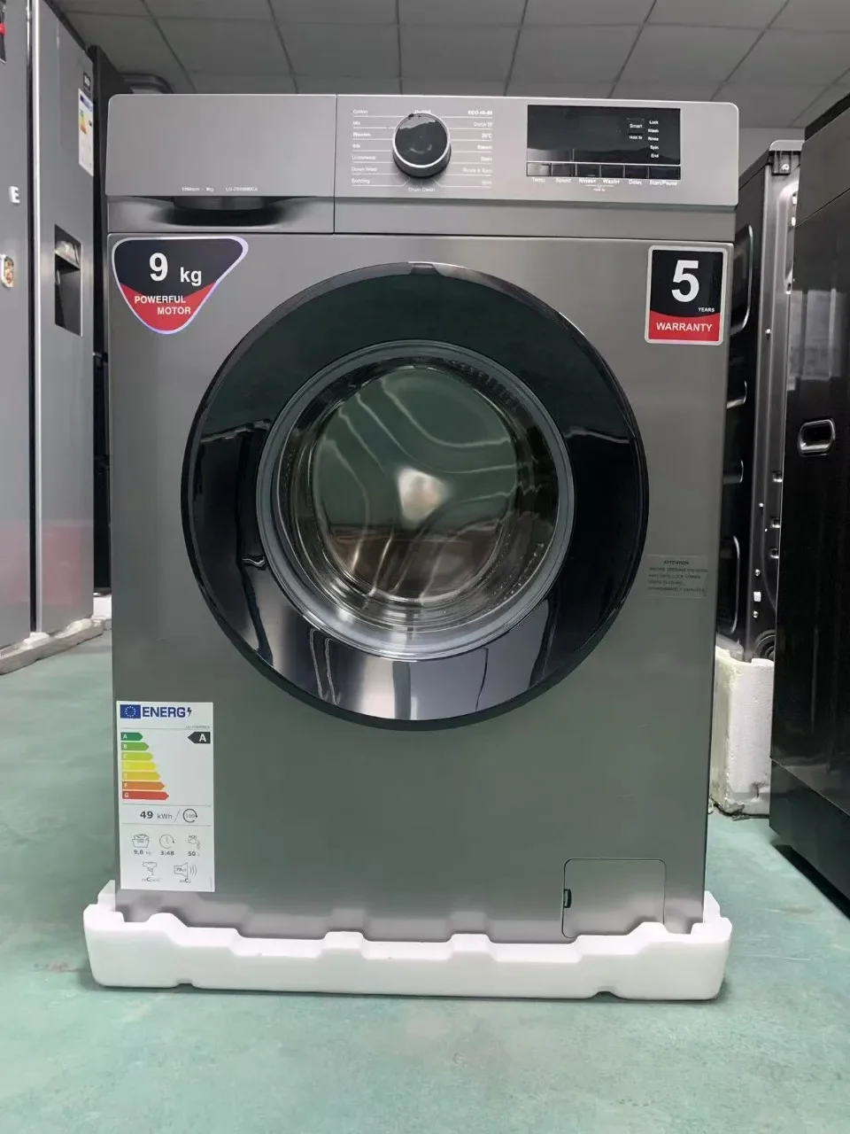 9KG front mounted fully automatic drum washing machine, suitable for high and low temperature use