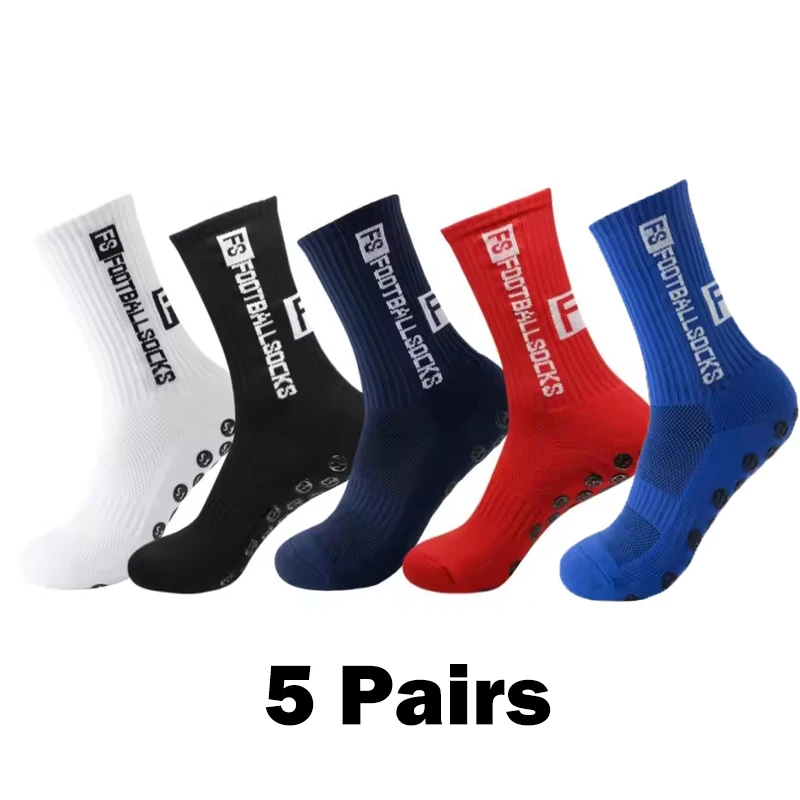 

5 Pairs of Men's Football Anti Slip and Grabbing Socks for Outdoor Breathable and Sweat Wicking Sports Competitions