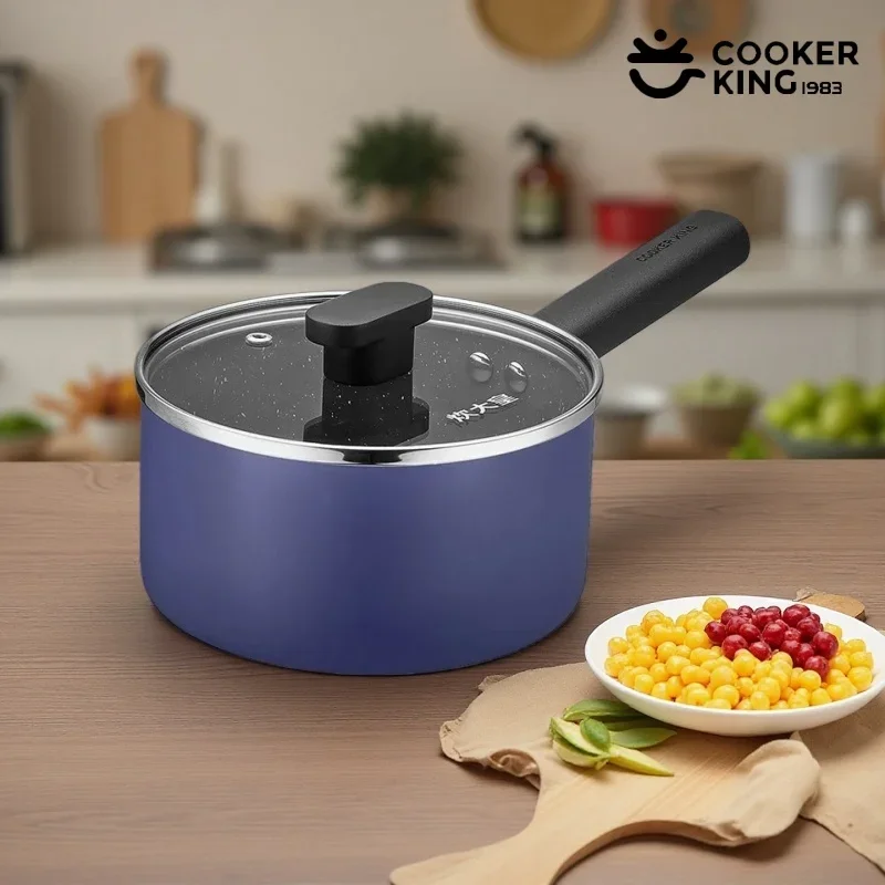 

COOKER KING Soup＆Stock Pot Household Milk Pot with Glass Lid Medical Stone Coating Instant Noodles Stew/Boiling Pot Kitchen Tool