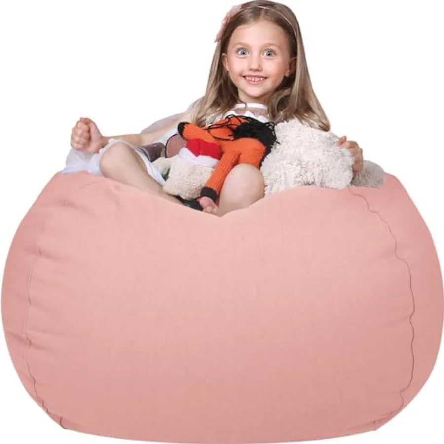 

Stuffed Animal Storage Bean Bag Chair Cover for Stuffable Zipper Beanbag for Organizing Plush Toys Large Premium Cotton Canvas