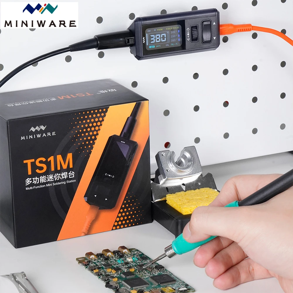 MINIWARE TS1M Mini Station de soudage PD3.1 12V-28V 200W Max Compatible avec T245/T210/T115 poignée outil de réparation de soudage