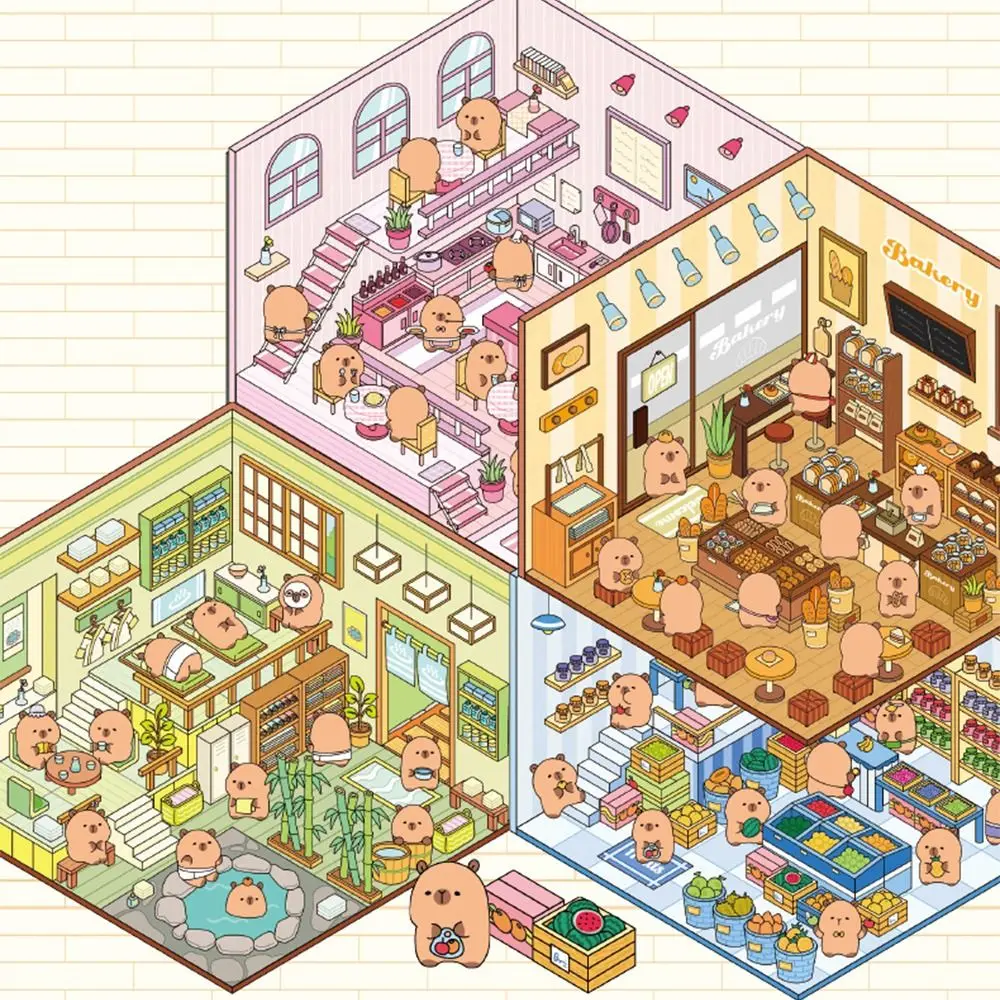 

Мультяшная капибара, миниатюрная сцена, 3D наклейки, сделай сам, 3D визуальная наклейка, наклейка для ноутбука