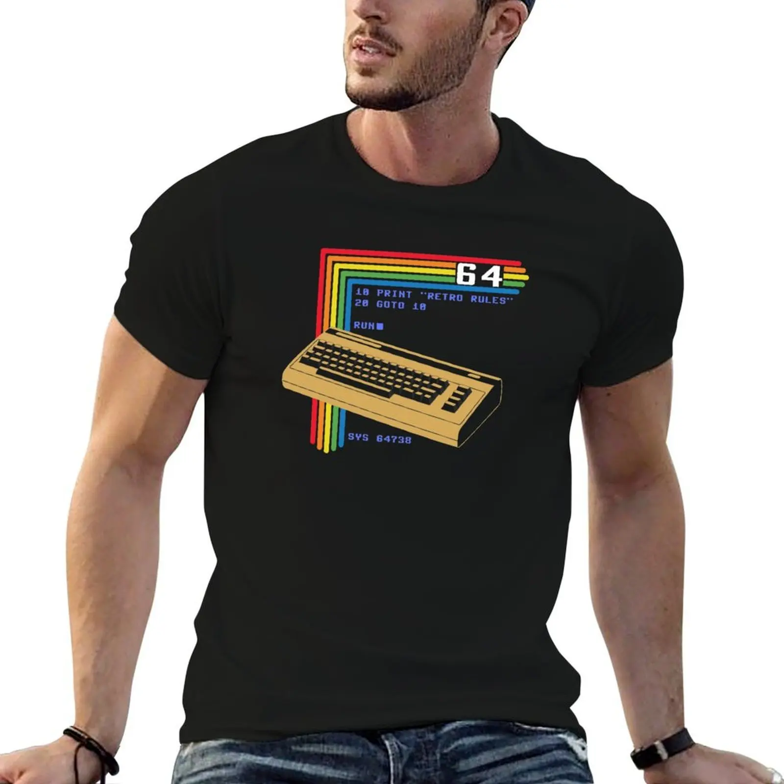 Retro Computer T-Shirt Festival Casual Short Sleeve