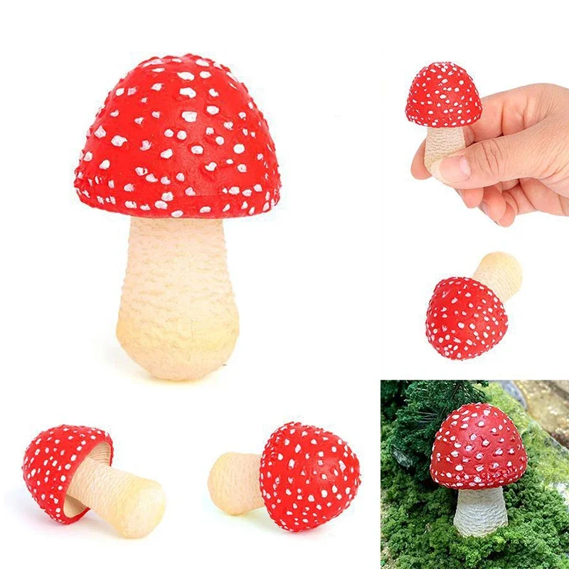 Simulation Mushroom Figurines Artificial Fungus Model Figurines Decoration Props Fairy Garden Landscape Miniature Ornaments