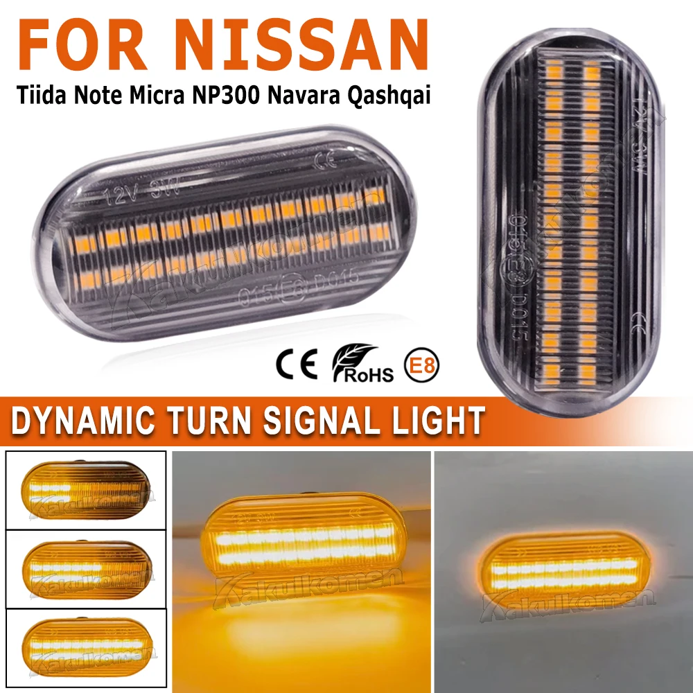 2pcs Dynamic Flowing LED Turn Signal Side Marker Light Blinker Lamp For Nissan Pathfinder III R51 Qashqai J10 JJ10 Tiida C11
