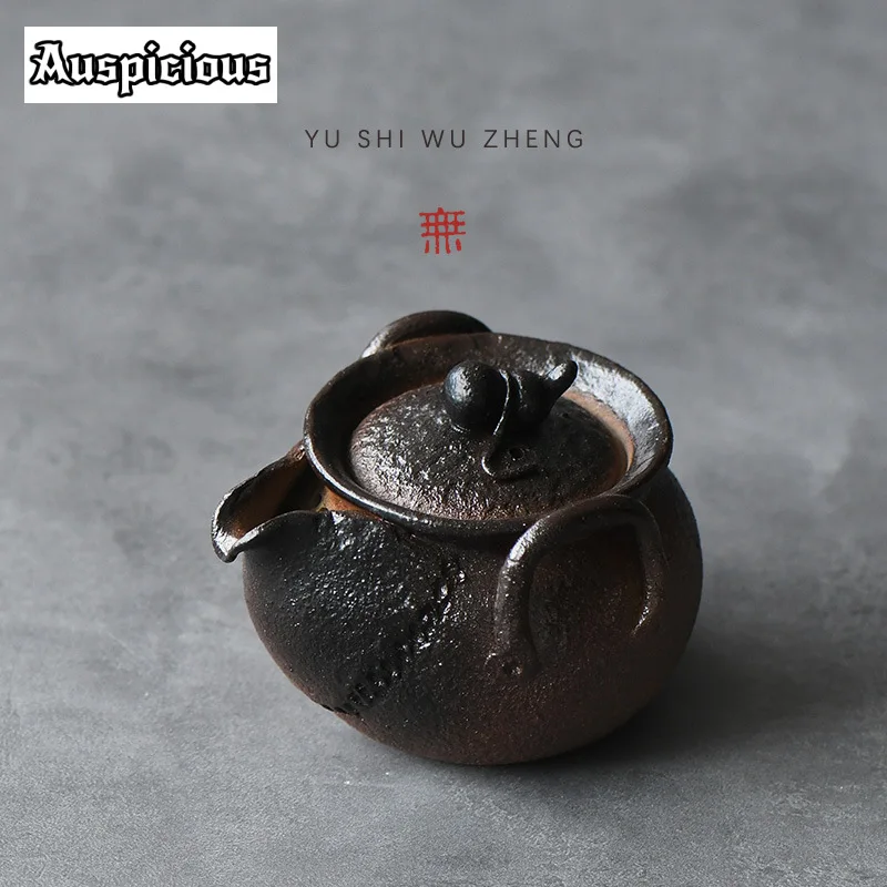 

2000ml Japanese Coarse Pottery Teapot Fulu Treasure Bottle Pot Creative Handmade Hand Grab Tea Kettle Tea Brewing Pot Gift Box