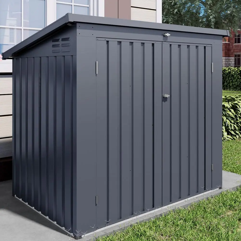 Metal Shed 6x4 FT with Lockable Doors & Lift-Up Lid Waterproof for Trash Cans Bikes Tools Patio Backyard, Customized