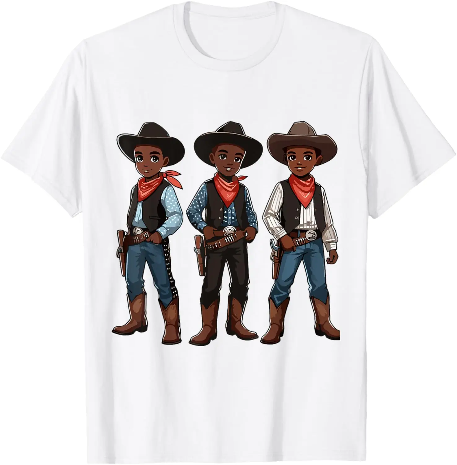 Black Cowboy Western Rodeo Melanin Black History Texas Kids T-Shirt